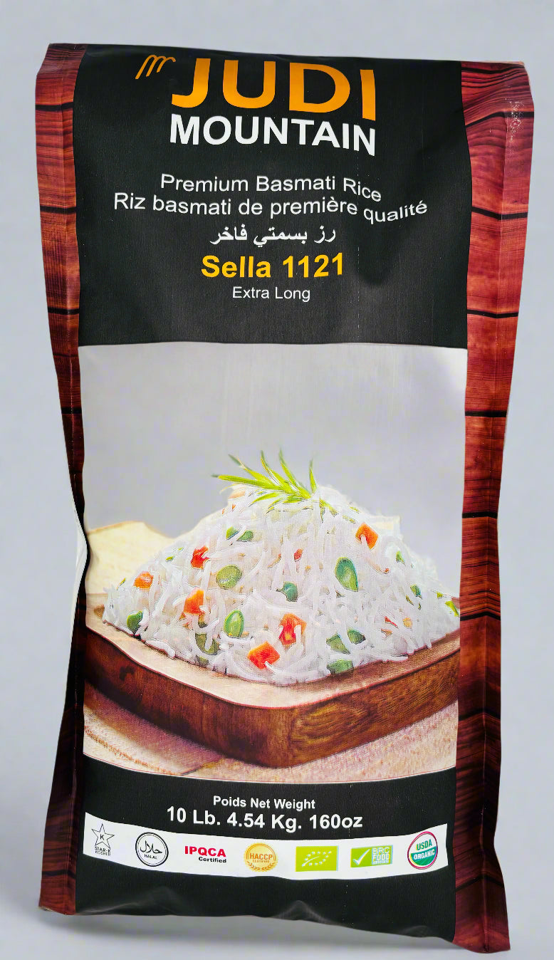 Judi Mountain Premium Basmati Rice, Sella 1121 Extra Long, 4.54 KG