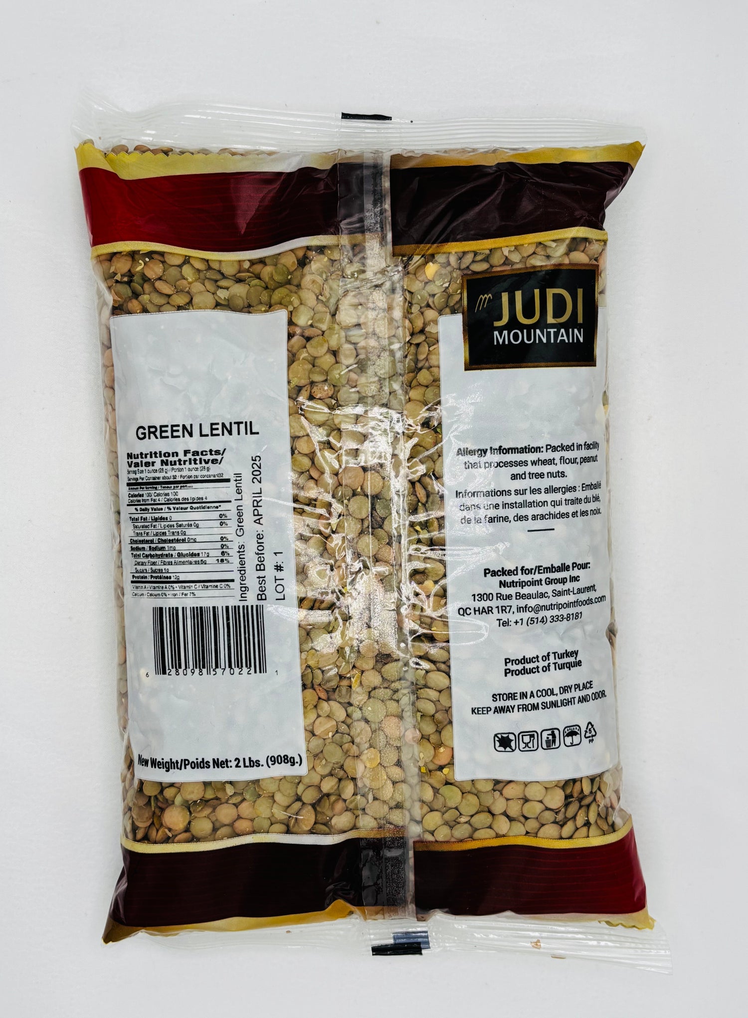 Judi Mountain Green Lentil, 908 Grams