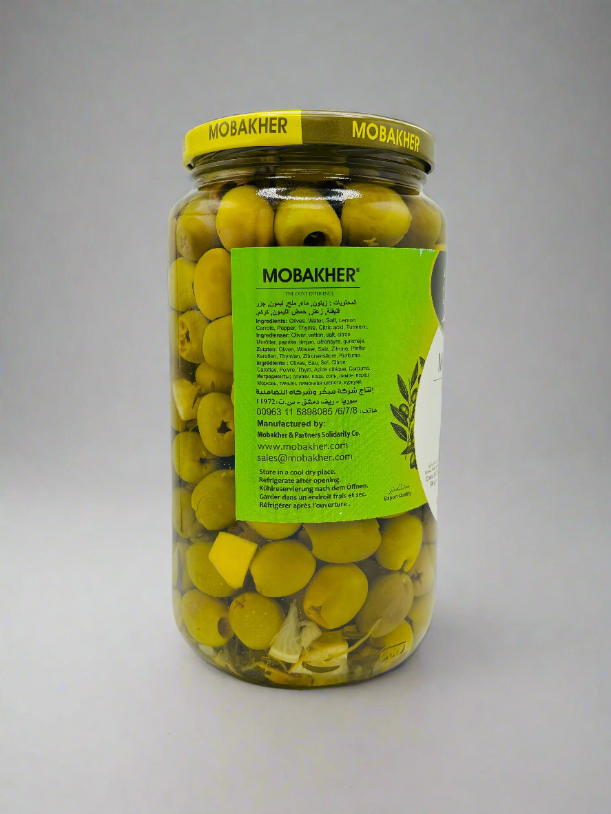 Mobakher Pitted Green Olives, 1000 Grams